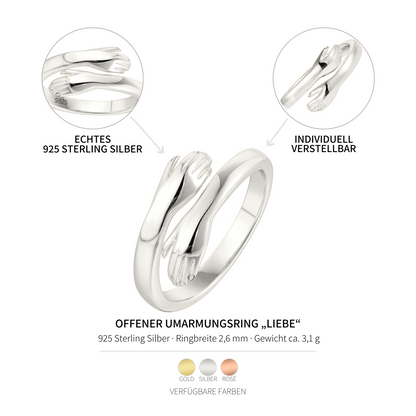 Open hug ring love - 925 silver