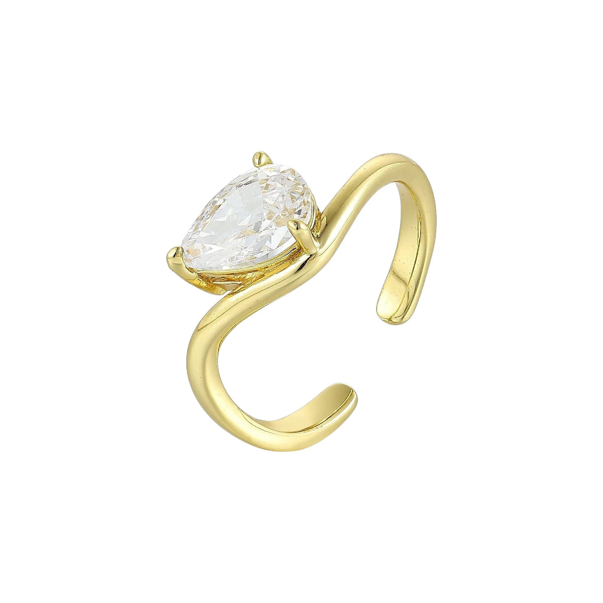 Offener Birnen Kristall Ring - 925 Silber