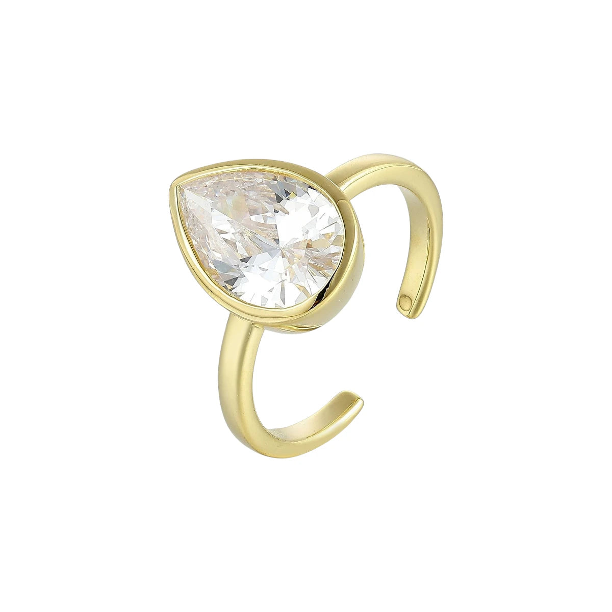 Offener Solitär Kristall Ring - 925 Silber