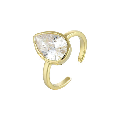 Offener Solitär Kristall Ring - 925 Silber