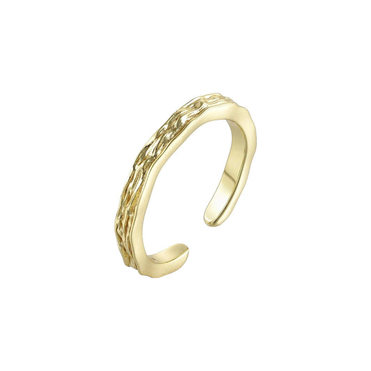 Vielring - Dünner gewellter Abstrakter Ring - 925 Silber - Gold