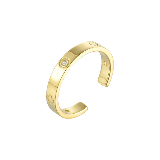 Vielring - Kleeblatt Zirkonia Ring - 925 Silber - Gold