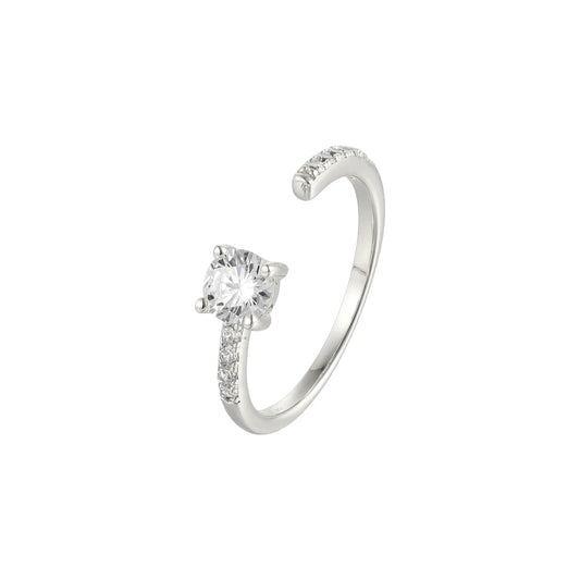 Vielring - Offener Zirkonia Stein Ring - 925 Silber - Silber