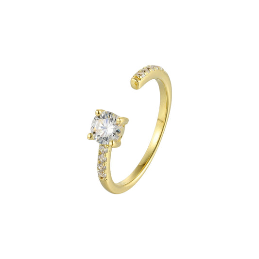 Vielring - Offener Zirkonia Stein Ring - 925 Silber - Gold