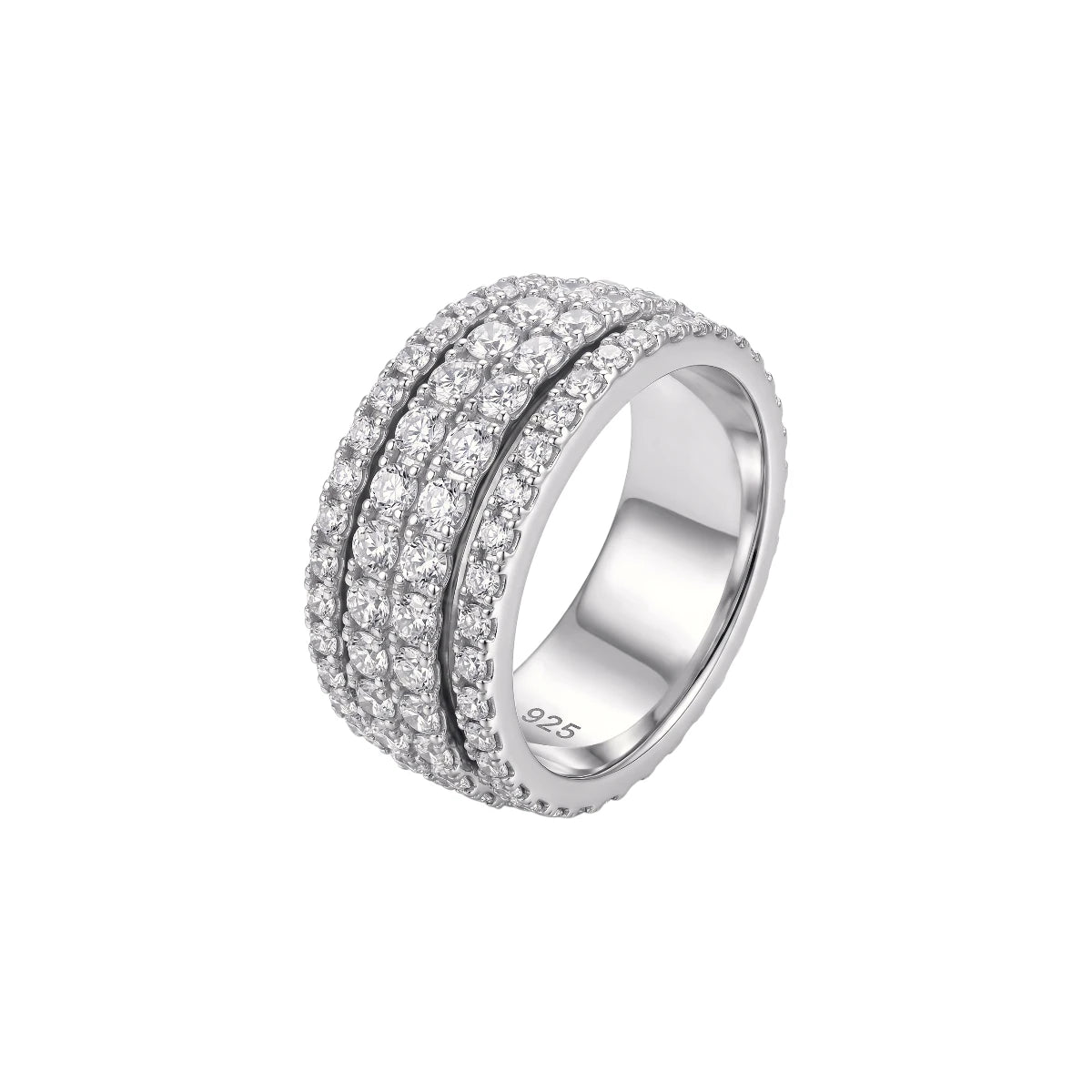 Breiter Steinen Anti-Stress-Ring – 925 Silber