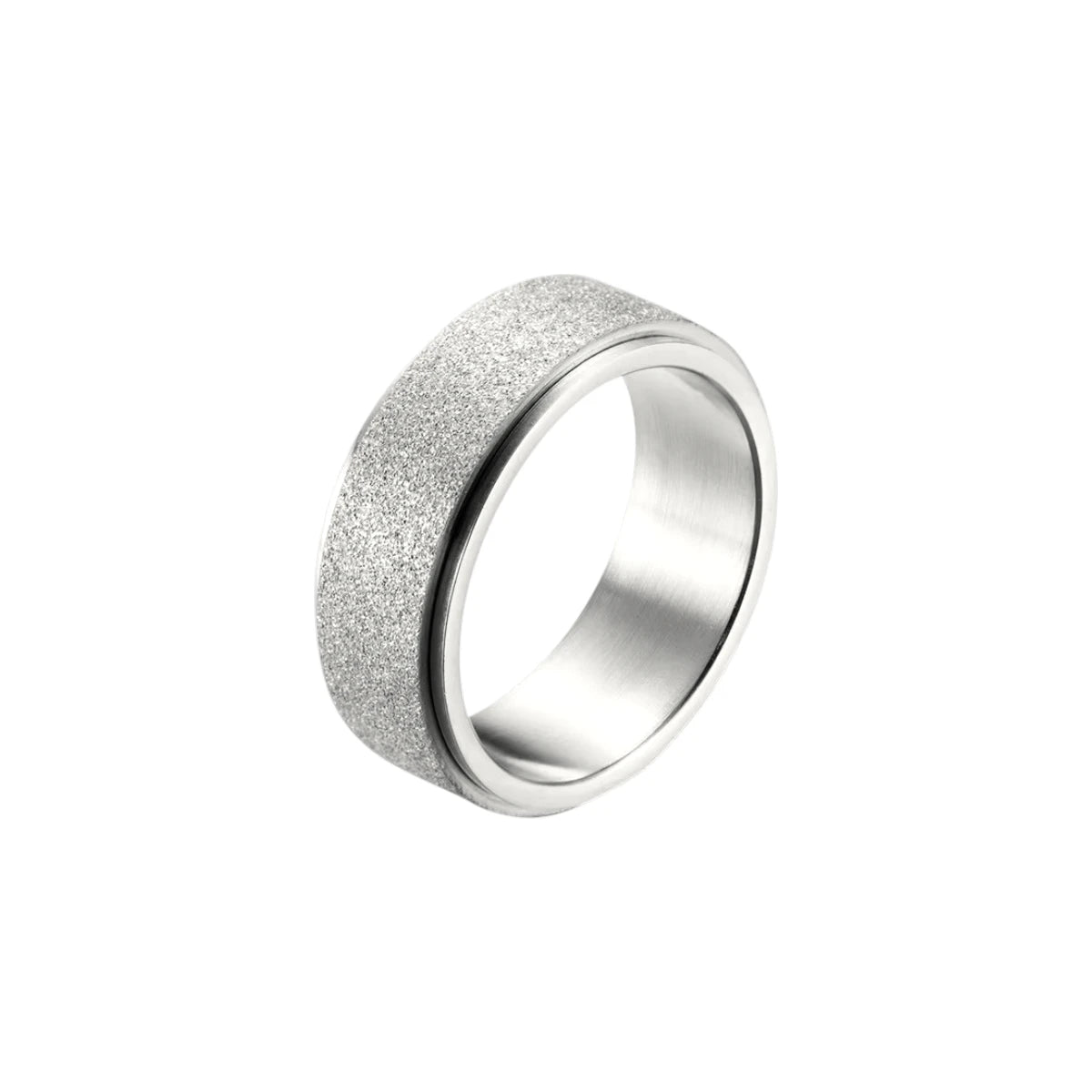 Breiter Matter Anti-Stress-Ring - Edelstahl