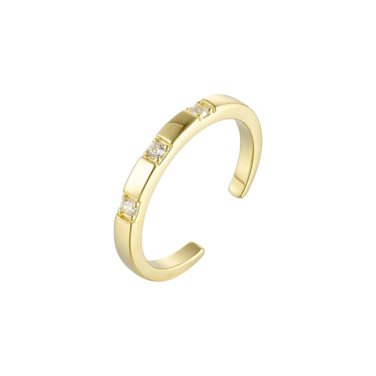 Vielring - Dünner Steinen Ring - 925 Silber - Gold