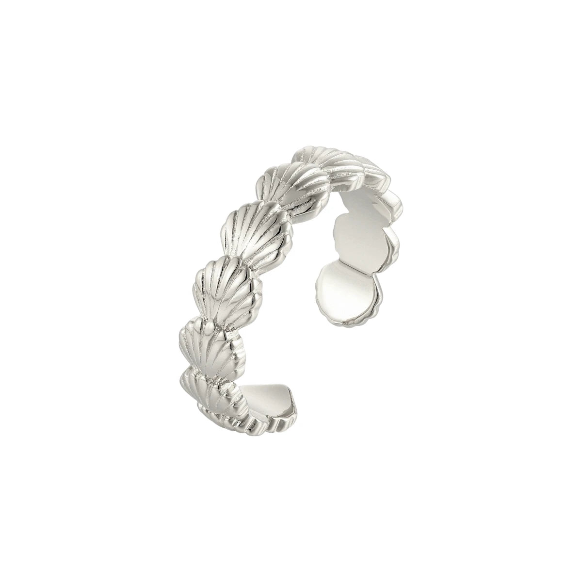 Vielring - Gereihter Muschel Ring - 925 Silber - Silber
