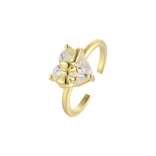 Vielring - Schleifen Herz Ring - 925 Silber - Gold