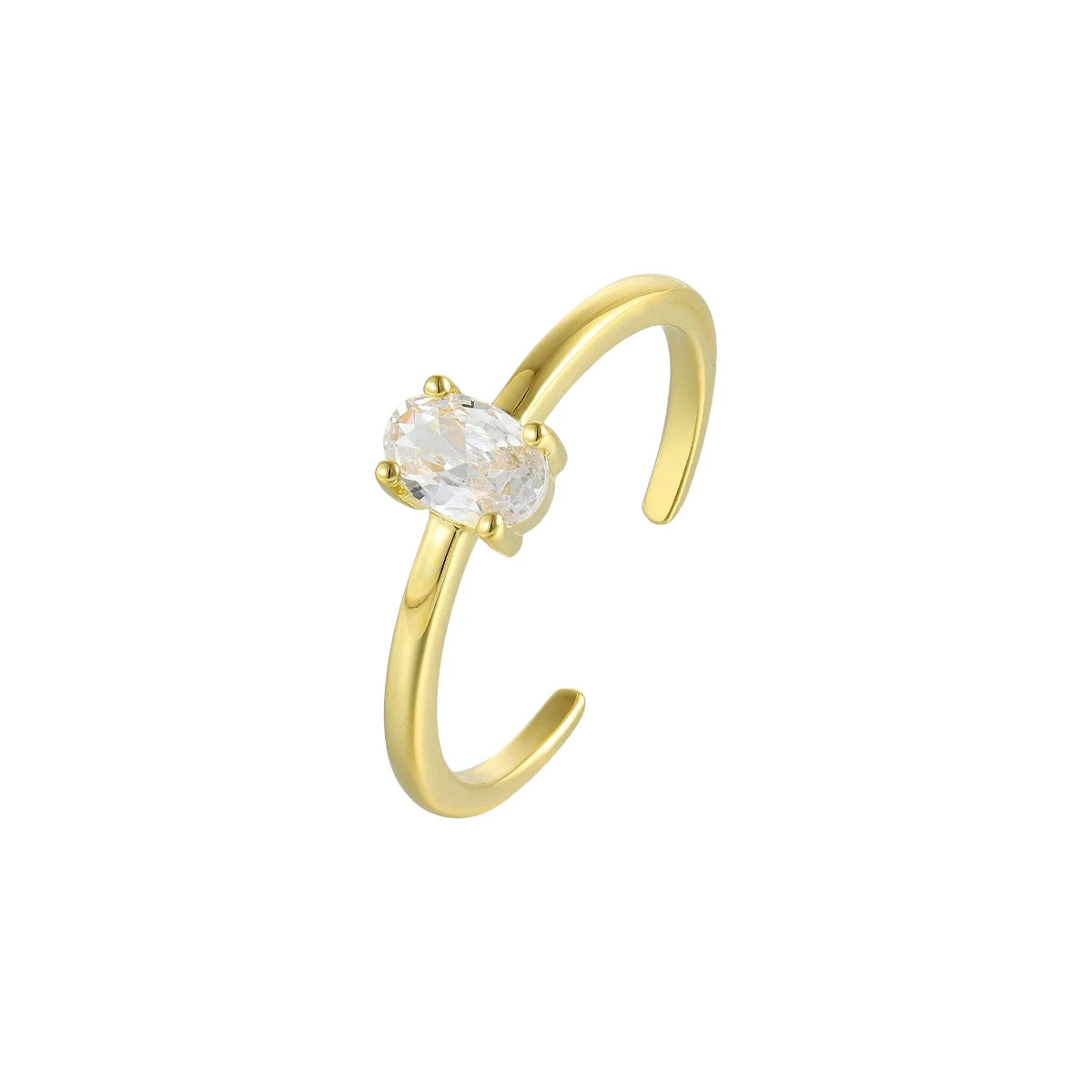 Vielring - Filigraner Ovaler Zirkonia Ring - 925 Silber - Gold