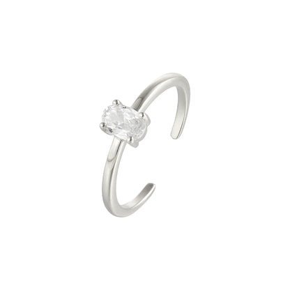 Vielring - Filigraner Ovaler Zirkonia Ring - 925 Silber - Silber