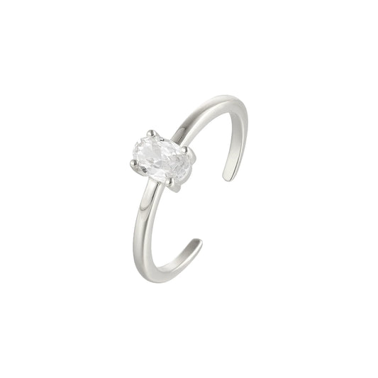 Vielring - Filigraner Ovaler Zirkonia Ring - 925 Silber - Silber