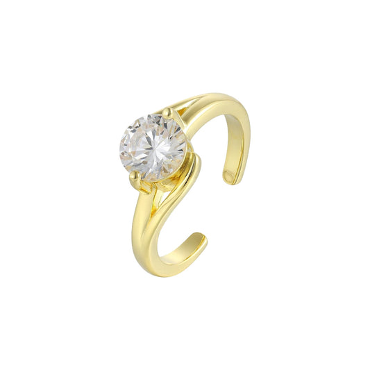 Vielring - Runder Zirkonia Stein Ring - 925 Silber - Gold