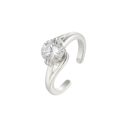 Runder Zirkonia Stein Ring - 925 Silber