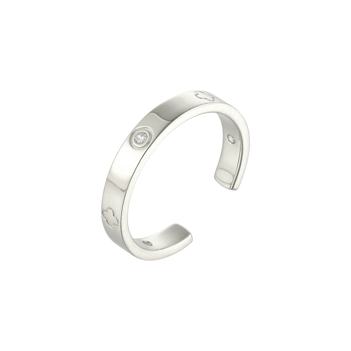 Kleeblatt Zirkonia Ring - 925 Silber