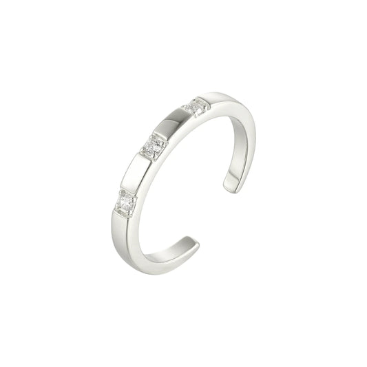 Vielring - Dünner Steinen Ring - 925 Silber - Silber
