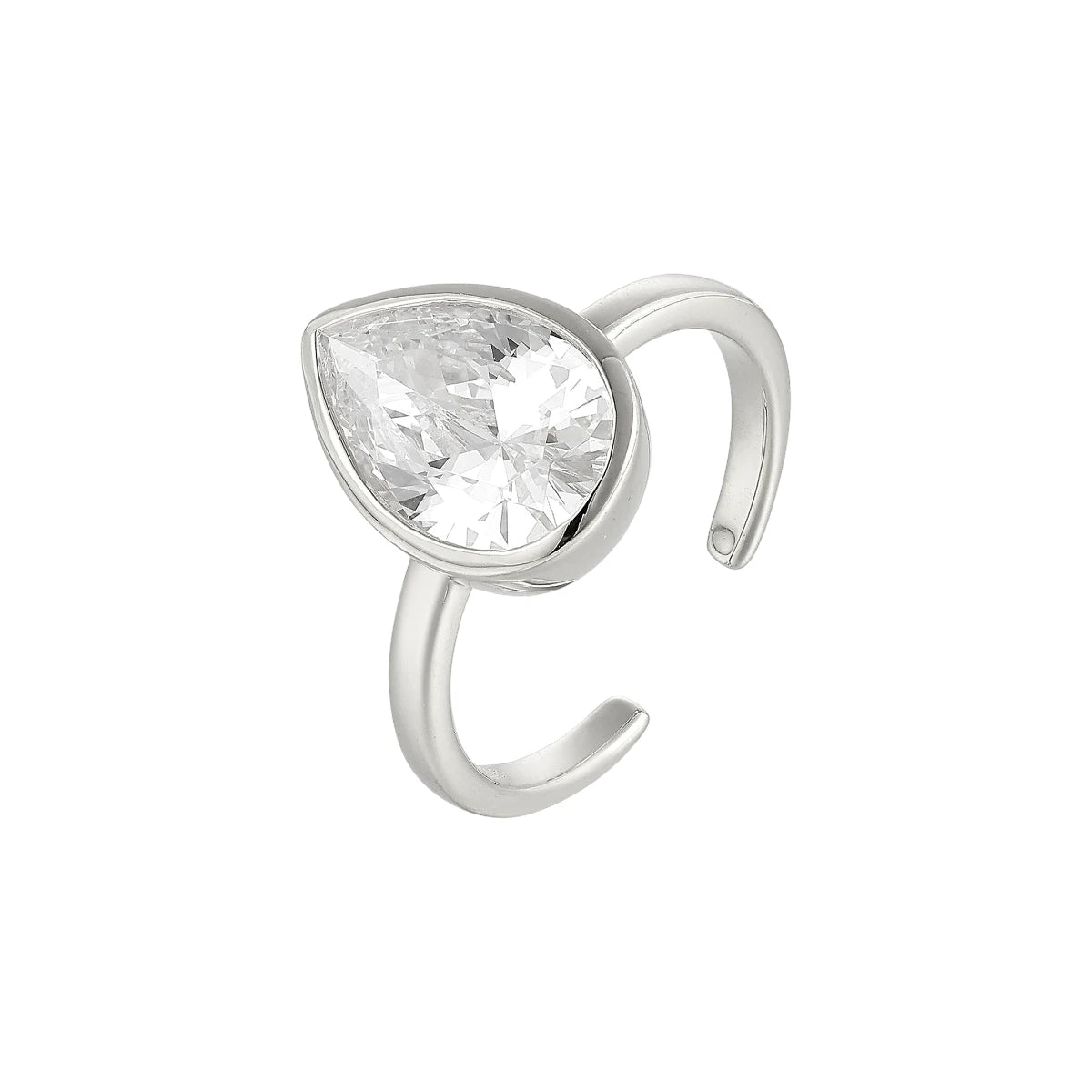 Offener Solitär Kristall Ring - 925 Silber