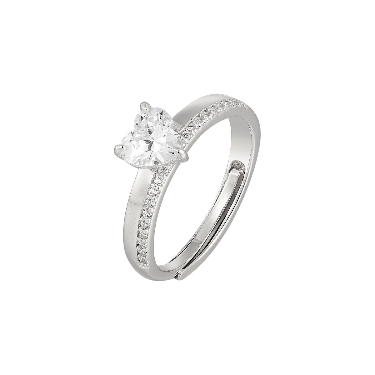 Vielring - Ring mit Zirkonia Steinen & Herz-Stein - 925 Silber - Silber