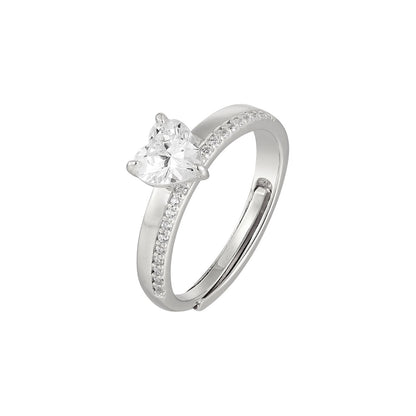 Vielring - Ring mit Zirkonia Steinen & Herz-Stein - 925 Silber - Silber