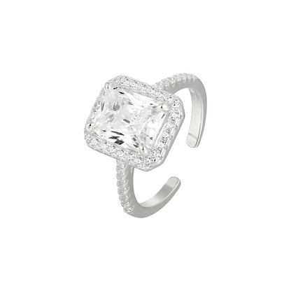 Vielring - Großer Chunky Zirkonia Stein Ring - 925 Silber - Silber