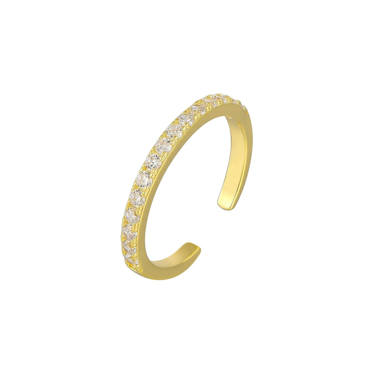 Vielring - Filigraner Band Zirkonia Steinen Ring - 925 Silber - Gold