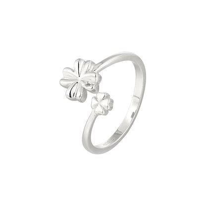 Vielring - Kleeblatt Ring mit kleinem Zirkonia Stein - 925 Silber - Silber