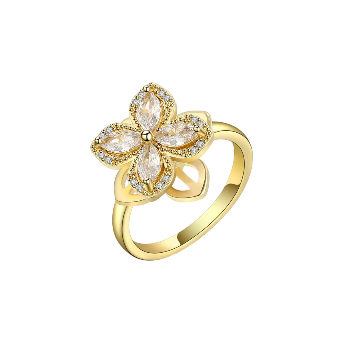 Blume Anti-Stress-Ring – 925 Silber