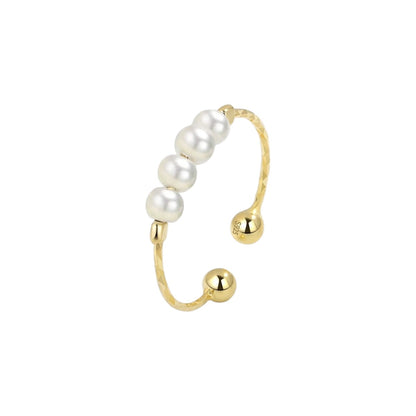 Vielring - Gedrehter Perlen Anti-Stress-Ring – 925 Silber - Gold