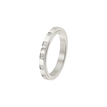 Vielring - Dünner Steinen Anti-Stress-Ring – Edelstahl - Silber / 49 | ø15.6