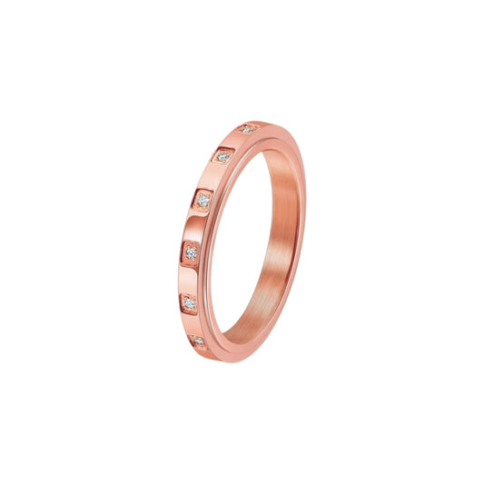 Vielring - Dünner Steinen Anti-Stress-Ring – Edelstahl - Roségold / 49 | ø15.6