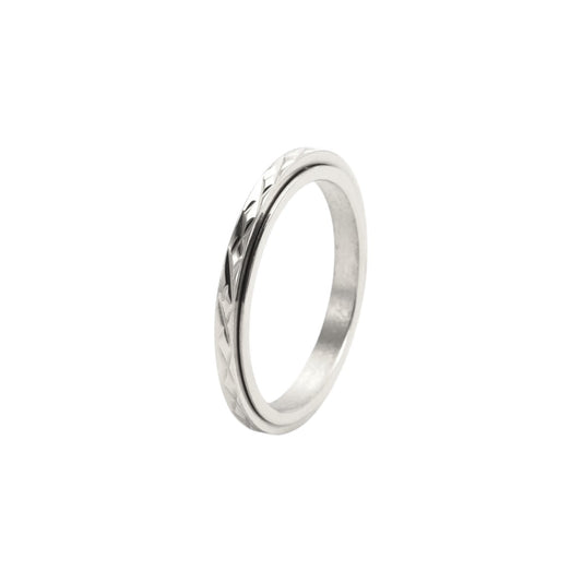 Vielring - Gitter Anti-Stress-Ring – Edelstahl - Silber / 49 | ø15.6