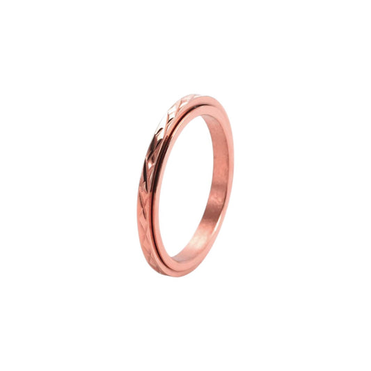 Vielring - Gitter Anti-Stress-Ring – Edelstahl - Roségold / 49 | ø15.6