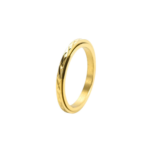 Vielring - Gitter Anti-Stress-Ring – Edelstahl - Gold / 49 | ø15.6