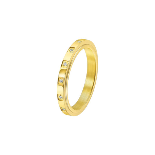 Vielring - Dünner Steinen Anti-Stress-Ring – Edelstahl - Gold / 49 | ø15.6