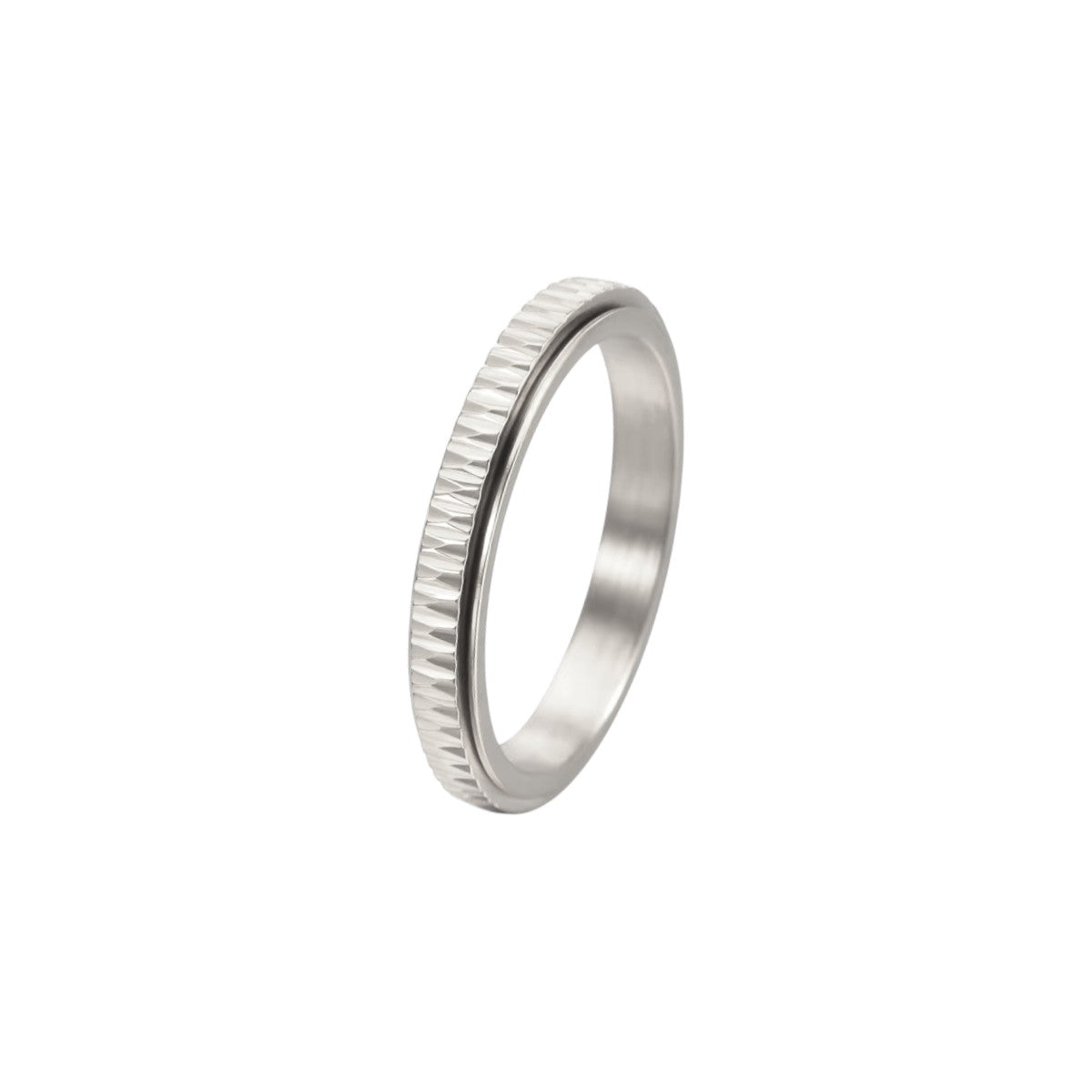 Vielring - Dünner Gerillter Anti-Stress-Ring – Edelstahl - Silber / 49 | ø15.6