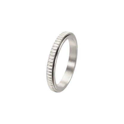 Vielring - Dünner Gerillter Anti-Stress-Ring – Edelstahl - Silber / 49 | ø15.6