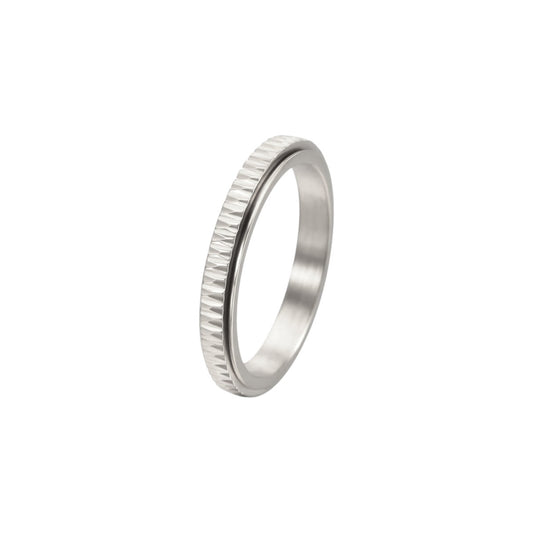 Vielring - Dünner Gerillter Anti-Stress-Ring – Edelstahl - Silber / 49 | ø15.6