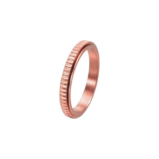 Vielring - Dünner Gerillter Anti-Stress-Ring – Edelstahl - Roségold / 49 | ø15.6
