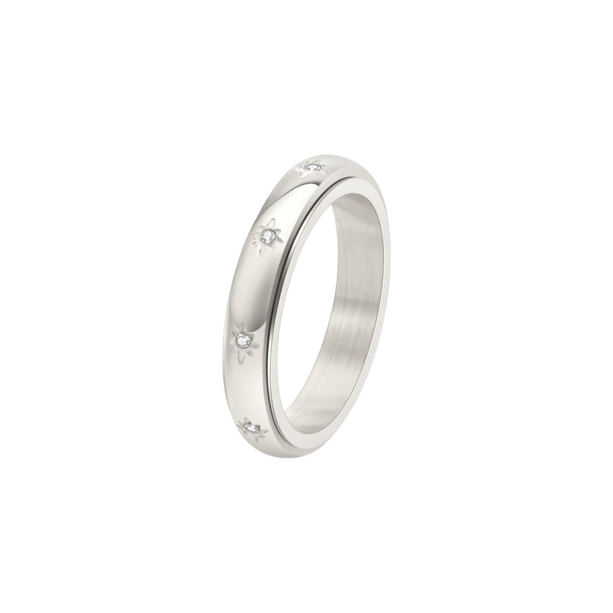 Vielring - Dünner Sternen Anti-Stress-Ring – Edelstahl - Silber / 49 | ø15.6