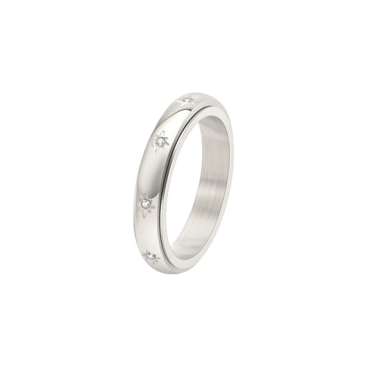 Vielring - Dünner Sternen Anti-Stress-Ring – Edelstahl - Silber / 49 | ø15.6