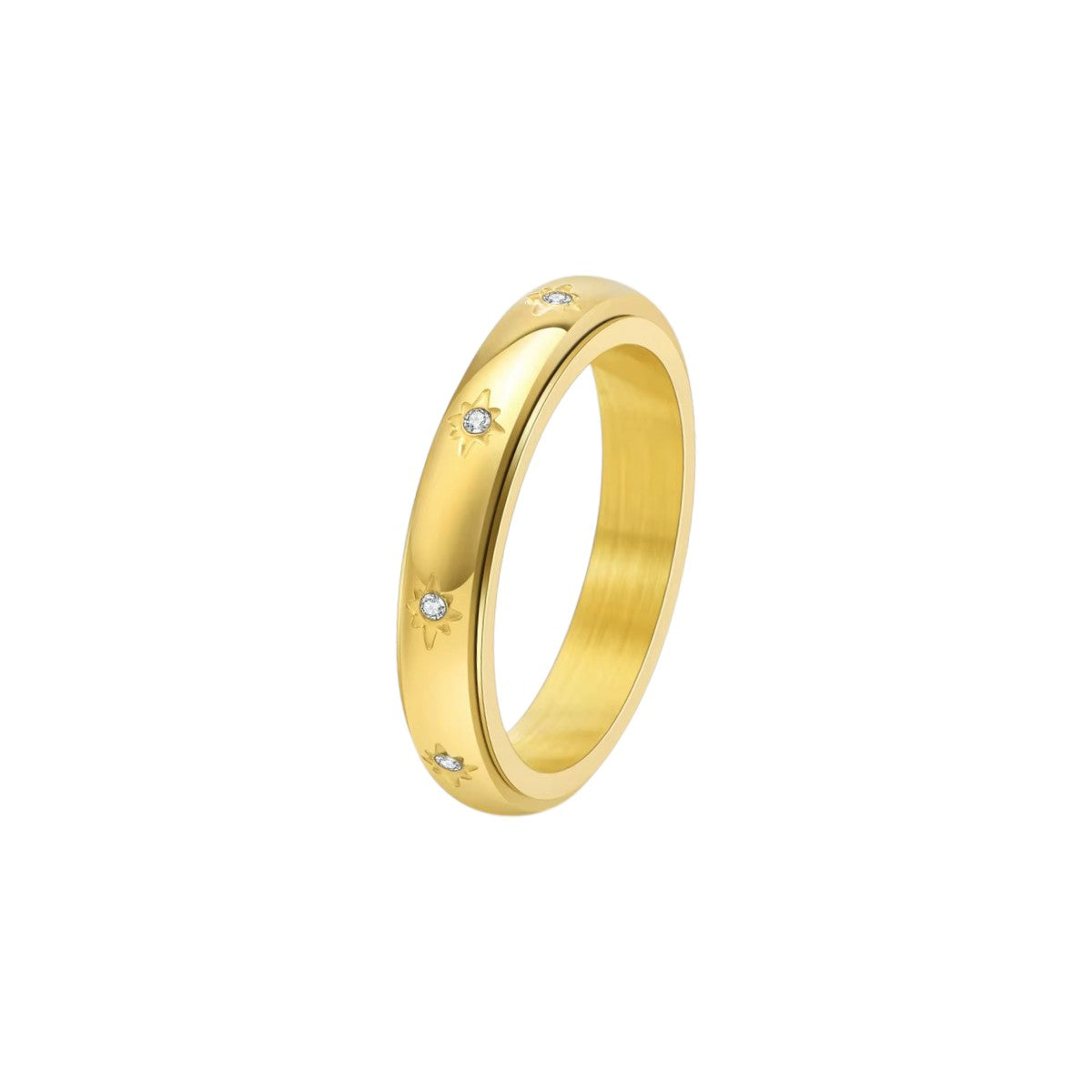 Vielring - Dünner Sternen Anti-Stress-Ring – Edelstahl - Gold / 49 | ø15.6