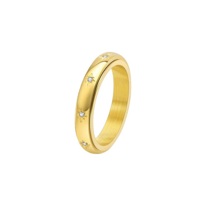 Vielring - Dünner Sternen Anti-Stress-Ring – Edelstahl - Gold / 49 | ø15.6