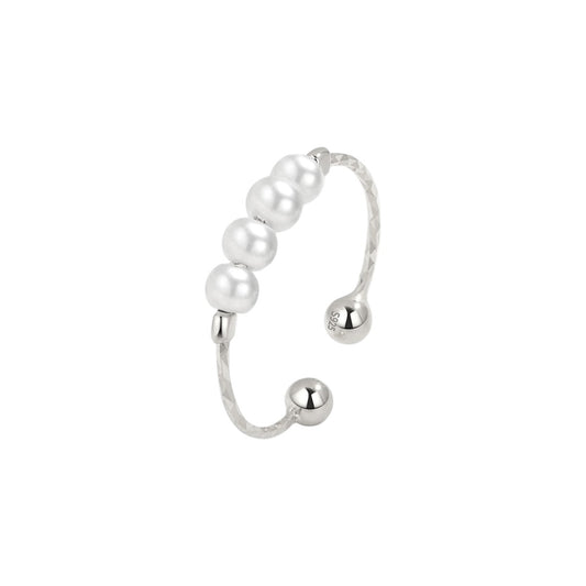 Vielring - Gedrehter Perlen Anti-Stress-Ring – 925 Silber - Silber