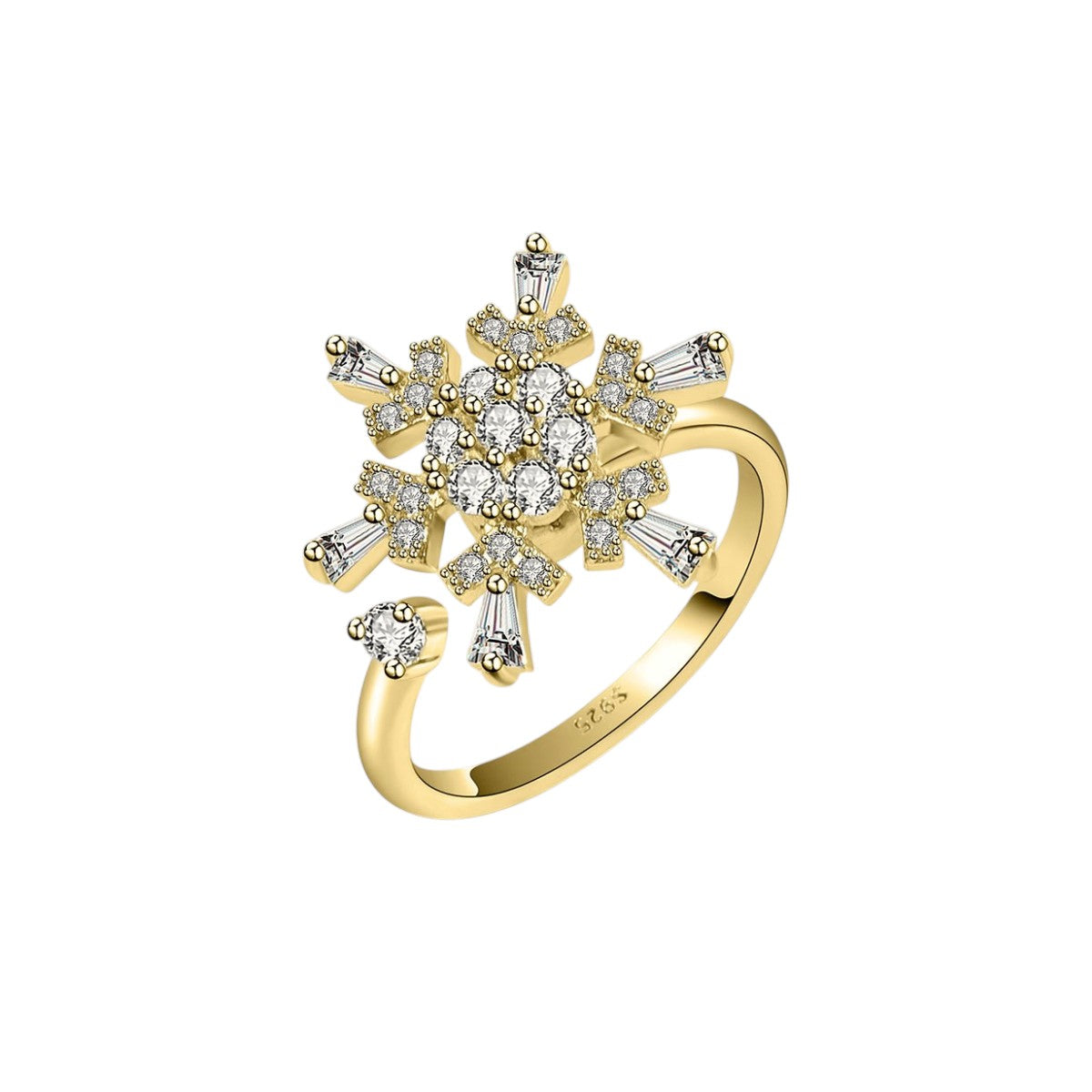 Vielring - Schnellflocken Zirkonia Anti-Stress-Ring – 925 Silber - Gold