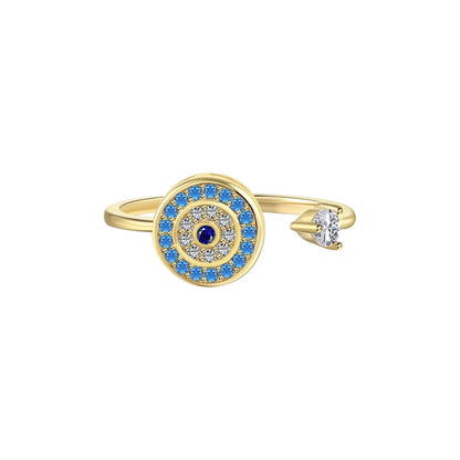 Vielring - Teufelsauge Zirkonia Anti-Stress-Ring – 925 Silber - Gold