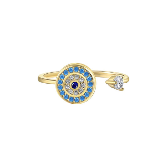 Vielring - Teufelsauge Zirkonia Anti-Stress-Ring – 925 Silber - Gold