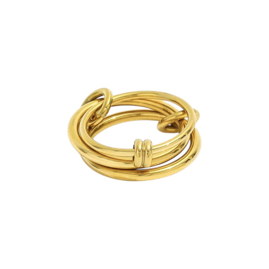 Vielring - Dreifacher Ineinandergreifender Anti-Stress-Ring – Edelstahl - Gold / 49 | ø15.6