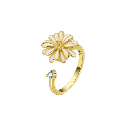Vielring - Sonnenblumen Anti-Stress-Ring – 925 Silber - Gold