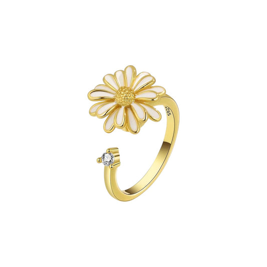 Vielring - Sonnenblumen Anti-Stress-Ring – 925 Silber - Gold