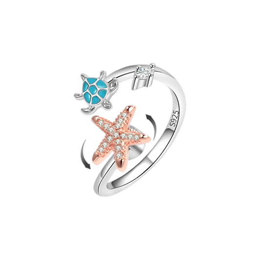 Schildkröten Seestern Anti-Stress-Ring – 925 Silber